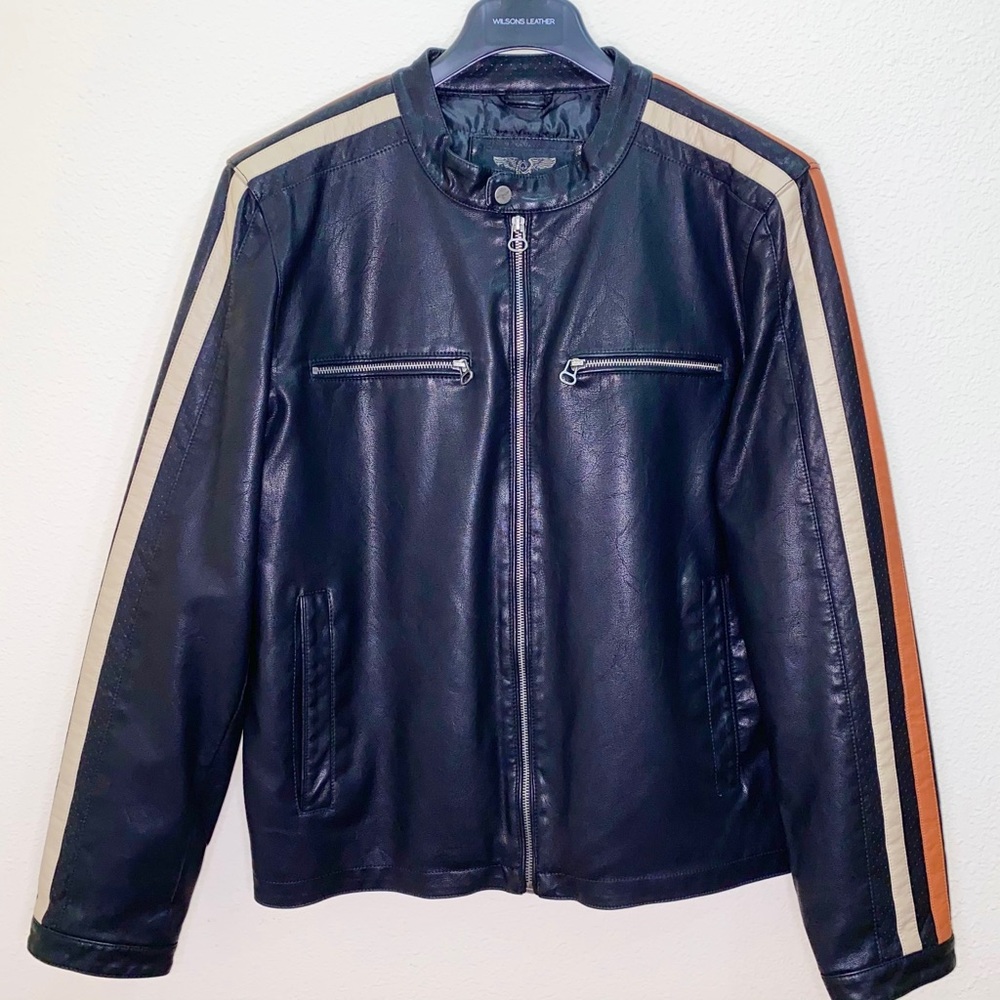 Wilson’s Leather Mens Faux Leather Moto Jacket